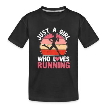 Mädchen Leichtathletik Jogging Liebe - Kinder Premium Bio T-Shirt - Schwarz - Vorne