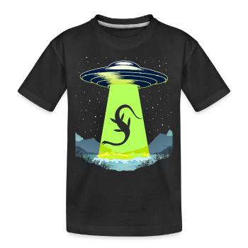 Lustiges Loch Ness Monster Nessie Alien Entführung UFO - Kinder Premium Bio T-Shirt - Schwarz - Vorne
