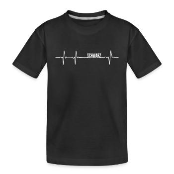 Schwarz Herzschlag Familie Nachname Geschenk - Kinder Premium Bio T-Shirt - Schwarz - Vorne