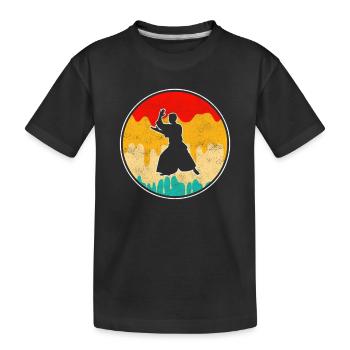 Aikido Retro - Kinder Premium Bio T-Shirt - Schwarz - Vorne