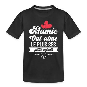 Mamie qui aime le plus ses petits enfants - T-shirt bio Premium Enfant - noir - Devant