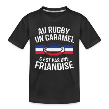 Au Rugby Un Caramel C'est Pas Une Friandise - T-shirt bio Premium Enfant - noir - Devant