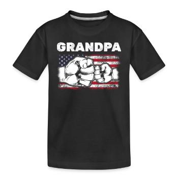 US Flag Grandpa & Grandson Fist Bump Grandpa - Kinder Premium Bio T-Shirt - Schwarz - Vorne