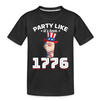 Funny Llama 4th of July Party Like It's Been 1776 - Kids' Premium Organic T-Shirt - black - Front