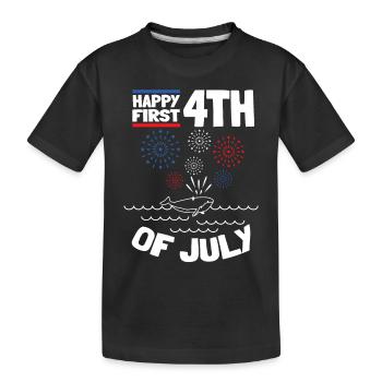 Fête de la fête de grossesse Baby Shower Happy First 4th Of - T-shirt bio Premium Enfant - noir - Devant