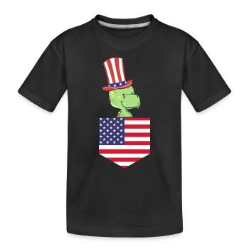 Dino Patriotic Day Drapeau américain Dino Pocket 4 juillet - T-shirt bio Premium Enfant - noir - Devant