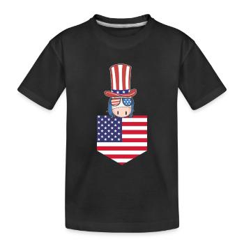 Licorne Patriotique DRAPEAU AMÉRICAIN Licorne Poche 4ème de - T-shirt bio Premium Enfant - noir - Devant