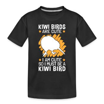 Kiwi Vogel sind süß also bin ich ein Kiwi Vogel - Kinder Premium Bio T-Shirt - Schwarz - Vorne