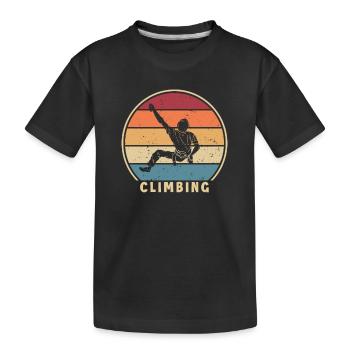 Retro Climbing Bouldern Sportklettern - Kinder Premium Bio T-Shirt - Schwarz - Vorne