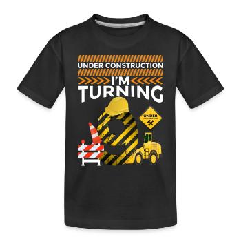 I will be 9 9th birthday construction theme party - Kids' Premium Organic T-Shirt - black - Front