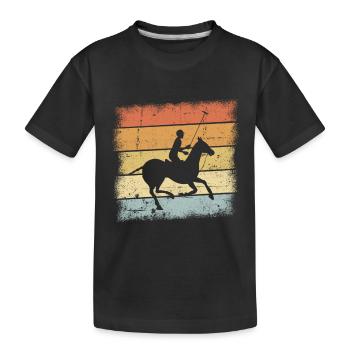 Polo Pferdesport Retro Design - Kinder Premium Bio T-Shirt - Schwarz - Vorne