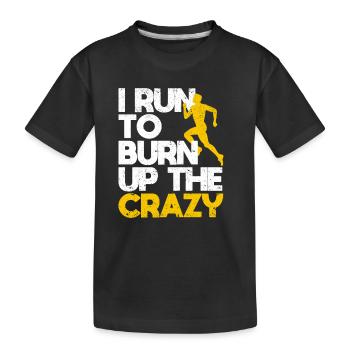 Ich laufe, um den verrückten Funny Running Fitness - Kinder Premium Bio T-Shirt - Schwarz - Vorne