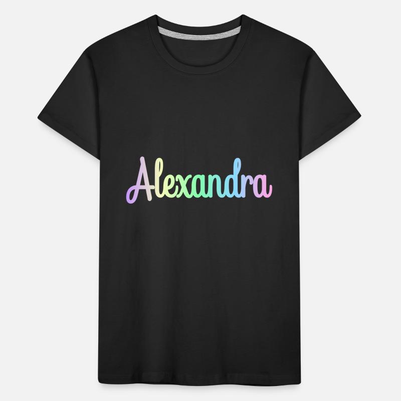 ALEXANDRA Rainbow Cursive minimaliste T-shirt bio Premium Enfant