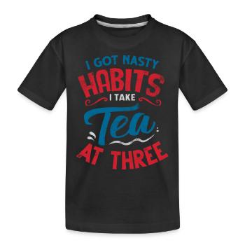 Amateurs de thé, buveurs de thé, thé, tea time - T-shirt bio Premium Enfant - noir - Devant