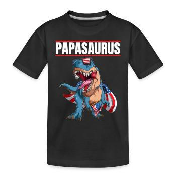 Papasaurus Patriotic Dinosaur Papa avec drapeau Cape - T-shirt bio Premium Enfant - noir - Devant
