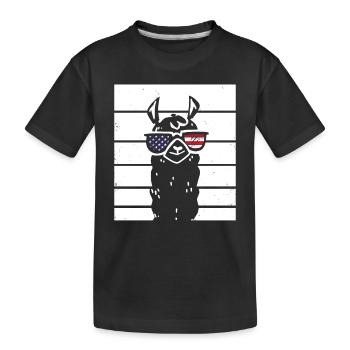 Patriotic Llama with Sunglasses US Flag 4th Of - Kids' Premium Organic T-Shirt - black - Front