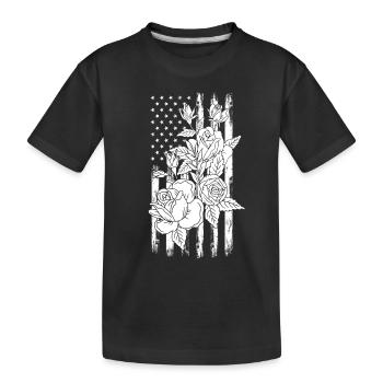 4th Of July Party Flower US Flag Patriotic Day 4th - Kids' Premium Organic T-Shirt - black - Front