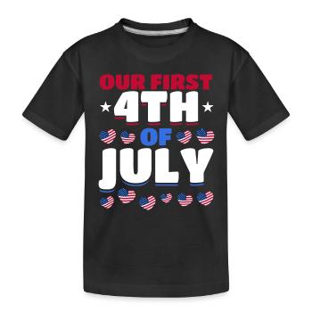 American Flag Hearts 4th Of July Party Notre première - T-shirt bio Premium Enfant - noir - Devant