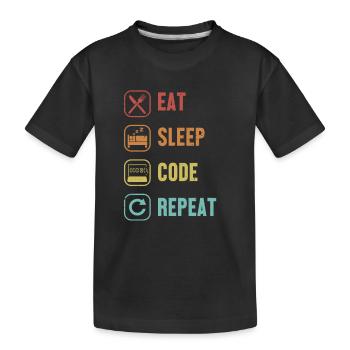 Eat Sleep Code Repeat Full Stack Coder Software - Kids' Premium Organic T-Shirt - black - Front