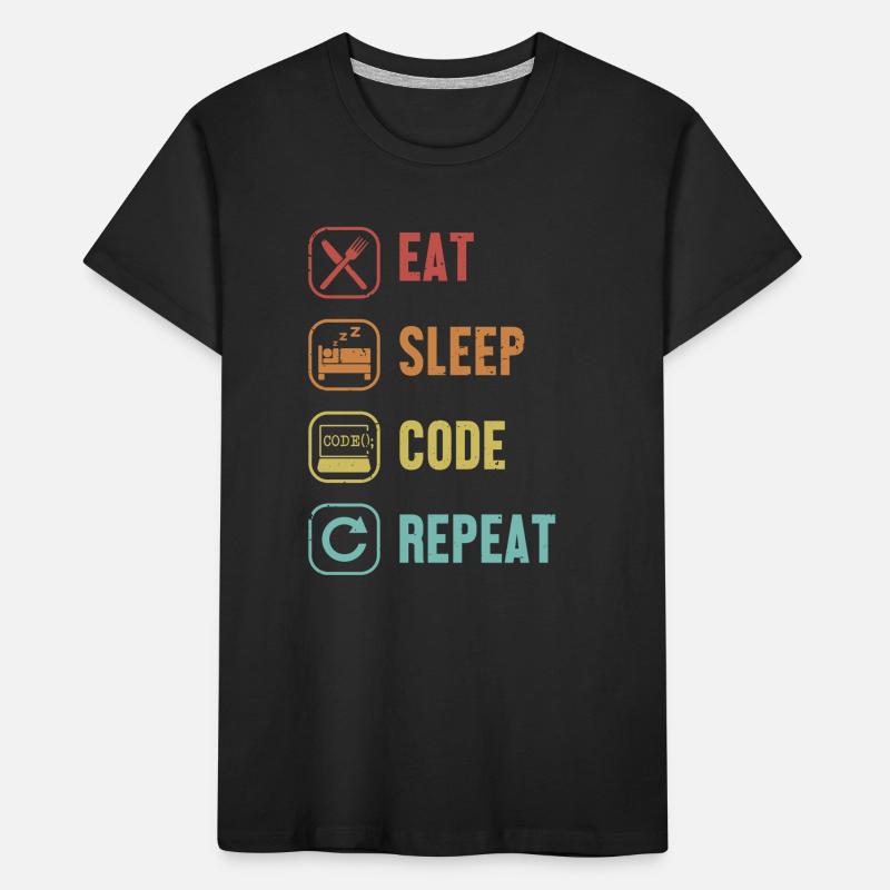 Eat Sleep Code Repeat Full Stack Coder Software Kids' Premium Organic T-Shirt