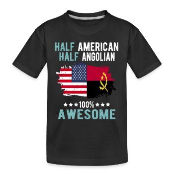 Half American Half Angolier - Kids' Premium Organic T-Shirt - black - Front