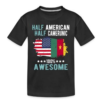 Half American Half Cameroonian - Kids' Premium Organic T-Shirt - black - Front