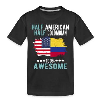 Half American Half Colombian - Kids' Premium Organic T-Shirt - black - Front