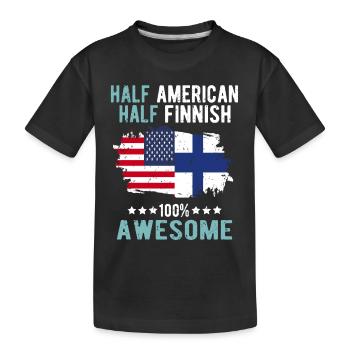 Half American Half Finn - Kids' Premium Organic T-Shirt - black - Front
