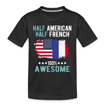 Half American Half American - Kids' Premium Organic T-Shirt - black - Front