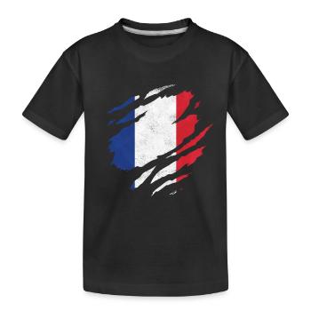 HEARTBEAT FRANCE FRENCH FLAG FRANCE - Kids' Premium Organic T-Shirt - black - Front