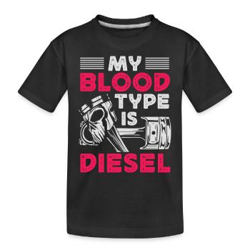 My blood type is diesel, truck driver - Kids' Premium Organic T-Shirt - black - Front