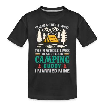 Campingkumpel Verheiratet, Camping, Outdoor - Kinder Premium Bio T-Shirt - Schwarz - Vorne