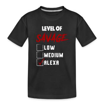 Level of Savage: ALEXA Checkmark Novelty Custom Na - Kids' Premium Organic T-Shirt - black - Front