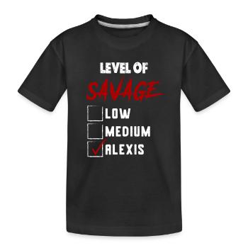Level of Savage: ALEXIS Checkmark Novelty Custom N - Kinder Premium Bio T-Shirt - Schwarz - Vorne