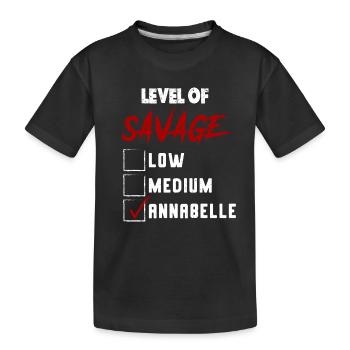 Niveau de Sauvage : ANNABELLE Coche Nouveauté Custo - T-shirt bio Premium Enfant - noir - Devant