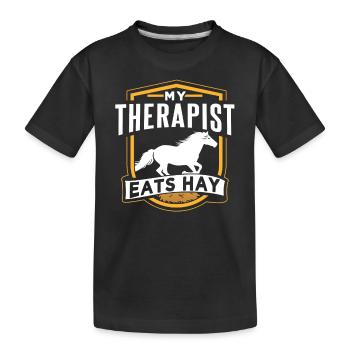 Mon thérapeute mange du foin à cheval - T-shirt bio Premium Enfant - noir - Devant