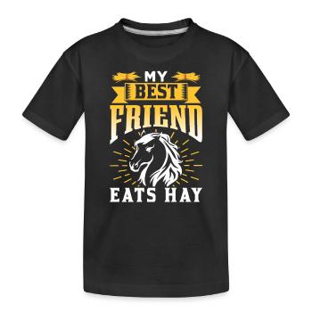 Mon meilleur ami mange du foin à cheval - T-shirt bio Premium Enfant - noir - Devant