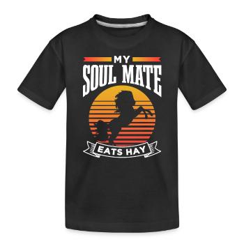 Mon âme sœur mange du foin à cheval - T-shirt bio Premium Enfant - noir - Devant