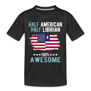 Half American Half Libyan - Kids' Premium Organic T-Shirt - black - Front