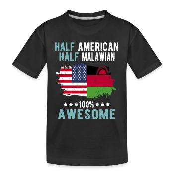 Half American Half Malawi - Kids' Premium Organic T-Shirt - black - Front