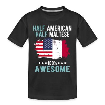 Halb Amerikaner Halb Mateser - Kinder Premium Bio T-Shirt - Schwarz - Vorne
