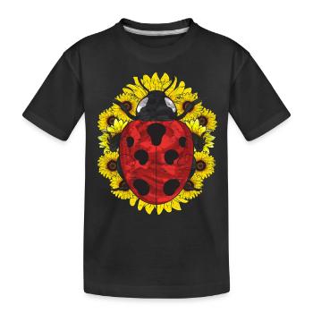 Animal Motif Gift Sunflower Ladybug - Kids' Premium Organic T-Shirt - black - Front