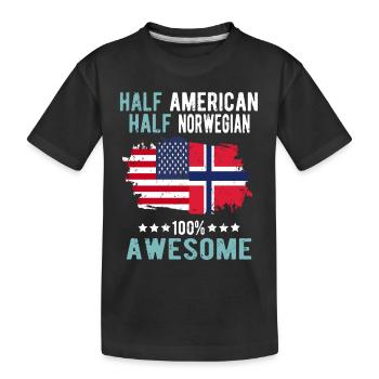 Half American Half Norwegian - Kids' Premium Organic T-Shirt - black - Front