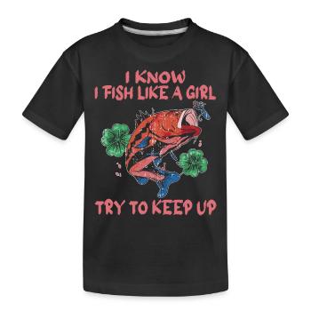 Pêche Pêche Pêcheur Pêche Canne à pêche - T-shirt bio Premium Enfant - noir - Devant