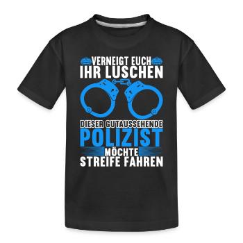 Polizei Polizist - Kinder Premium Bio T-Shirt - Schwarz - Vorne