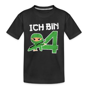 4. Geburtstag Ninja 4 Jahre Kindergeburtstag - Kinder Premium Bio T-Shirt - Schwarz - Vorne