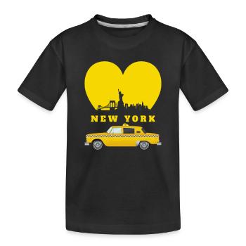 New York NY Cœur jaune taxi Liberté - T-shirt bio Premium Enfant - noir - Devant