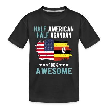 Half American Half Ugandan - Kids' Premium Organic T-Shirt - black - Front