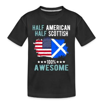 Halb Amerikaner Halb Schotte - Kinder Premium Bio T-Shirt - Schwarz - Vorne
