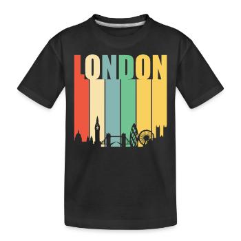 London Retro Vintage Skyline Stadt Heimat - Kinder Premium Bio T-Shirt - Schwarz - Vorne